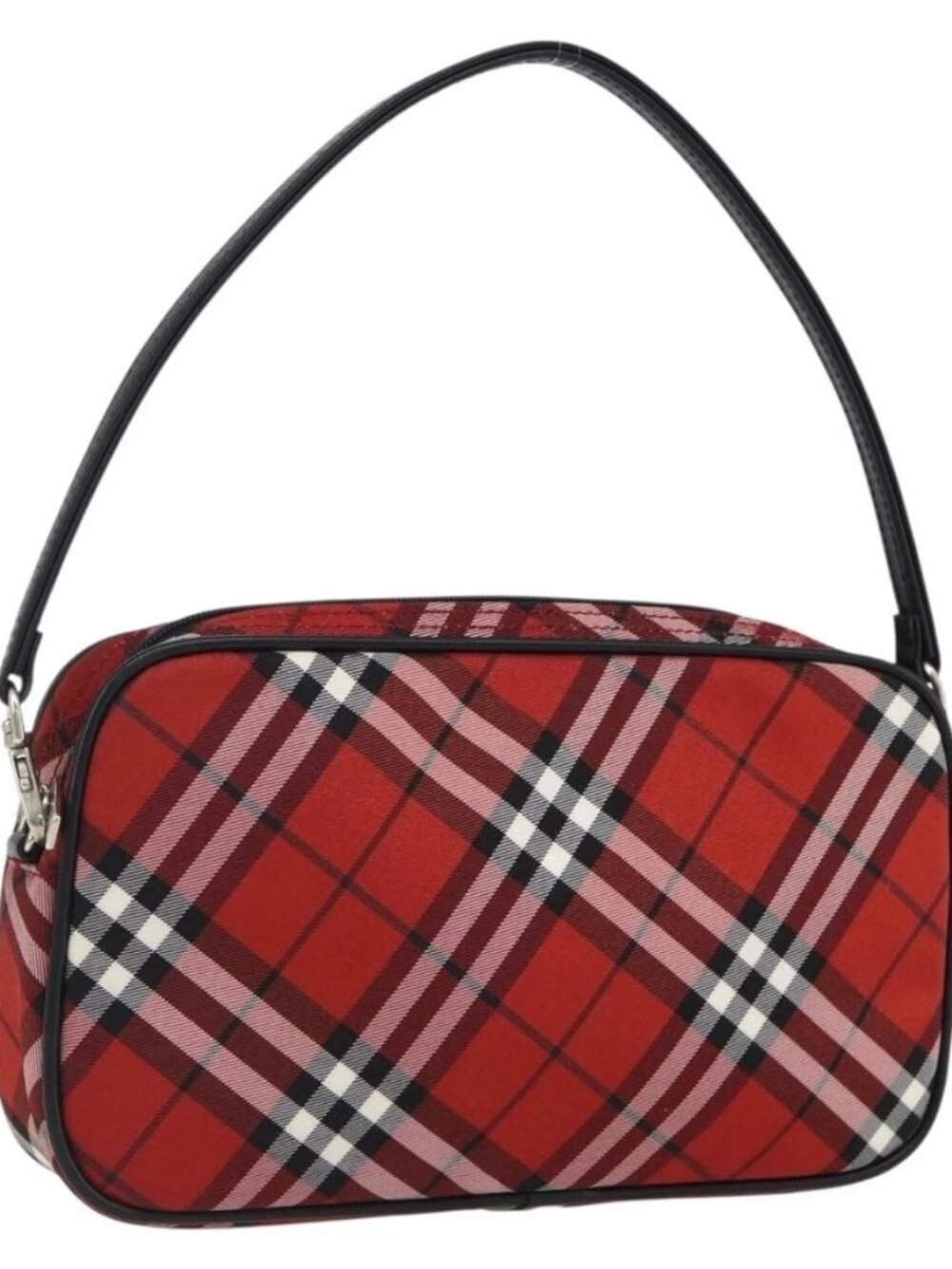 BURBERRY Nova Check Blue Label Accessory Pouch Nylon Red Black Auth am10838V - Picture 2 of 16